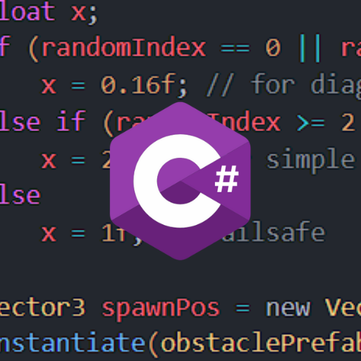 A picture of my C# code with the C# symbol on top.